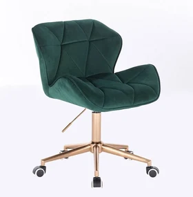LuxuryForm DESIGN Stolička MILANO VELUR na zlatej základni s kolieskami - zelená