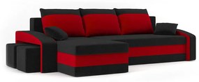 Rohová sedačka Hinata (čierna + červená) (s taburetkou) (L). Vlastná spoľahlivá doprava až k Vám domov. 1066726