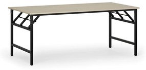 Konferenčný stôl FAST READY s čiernou podnožou, 1800 x 900 x 750 mm, breza