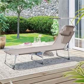 Záhradné lehátko LAGUNA s nastaviteľnou clonou, 193x53x29cm, hnedošedá (taupe) SongmicsHome