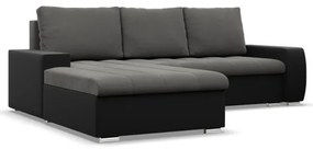 Rohová rozkladacia sedačka AURORA ľavá tmavosivá / čierna