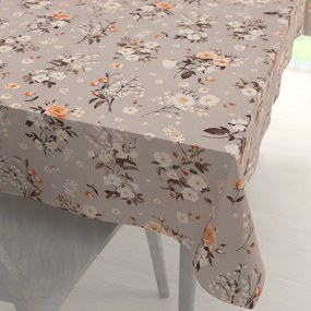 Biante Bavlnený obdĺžnikový obrus Sandra SA-739 Ruže a konvalinky na béžovosivom 140x220 cm