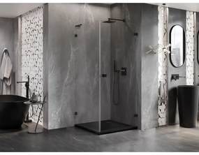 Mexen Lunar-B L pravý výklopný sprchový kút 80 x 80 cm, číre sklo, čierna matná, 832L-080-080-70-00-P