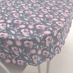 Biante Zamatový oválny obrus Tamara TMR-013 Ružové kvety na sivom 120x200 cm