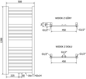 Mexen Uran vykurovacie teleso 1200 x 500 mm, 416 W, zlatá, W105-1200-500-00-50