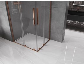 Mexen Velar L Duo, sprchový kút s posuvnými dverami 90 x 80 cm, 8mm číre sklo, ružové zlato, 871-090-080-02-03-60