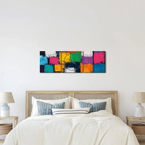 Obraz - Maľba farebných štvorcov (s hodinami) (90x30 cm)