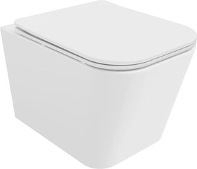 Mexen Teo, závesná WC misa 510x345x340 mm, Rimless Tornádo + WC sedadlo z duroplastu, biela lesklá, 30850600T