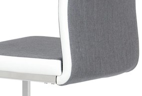Autronic -  Jedálenská stolička DCL-410 GREY2, látka sivá s bielymi bokmi, chróm