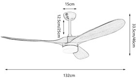 ZEVENTI - LED stropný ventilátor GINOSA LED/18W/230V Wi-Fi Tuya čierny/dub + DO