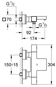 GROHE 34497000 - Termostatická vaňová batéria GROHTHERM CUBE DN 15 lesklý chróm