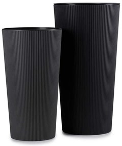 PLASTOVÝ KVETINÁČ URBANIKA ECO SADA 2KS 57X30 CM+46,6X25,5 CM ČIERNA