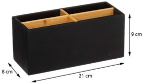 Kozmetický organizér Natureo 4, čierna/s drevenými prvkami