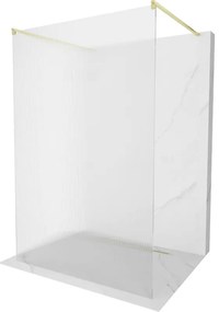 Mexen Kioto, sprchová zástena Walk-In 100 x 200 cm, 8mm sklo s rebrovým vzorom, zlatý matný profil, 800-100-002-55-09