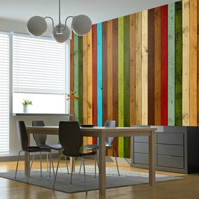 Artgeist Fototapeta - Wooden rainbow Veľkosť: 200x154, Verzia: Premium