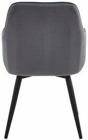 Otočné Kreslo NANA - tmavosivý zamat / čierne nohy