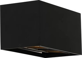 Moderná nástenná lampa čierna obdĺžniková 2-žiarovková - Edwin