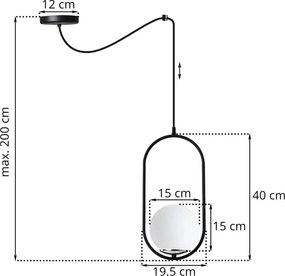 Závesné svietidlo Florence Spider, 1x biele sklenené tienidlo, b/ch, U