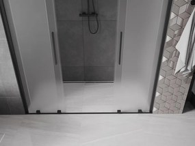 Mexen Velar Duo, posuvné sprchové dvere do otvoru 200 cm, 8mm sklo námraza, čierna matná, 871-200-000-32-70
