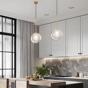 Toolight Toolight, sklenené guľové závesné stropné svietidlo 20cm, APP1683-1CP, zlatá, OSW-04303