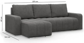 Rohová rozkladacia sedačka ABRIELLE ľavá, svetlosivá