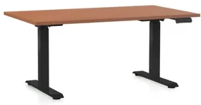 Výškovo nastaviteľný stôl OfficeTech D, 120 x 80 cm, čierna podnož, čerešňa