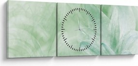 Obraz - Zelený kvet (s hodinami) (90x30 cm)