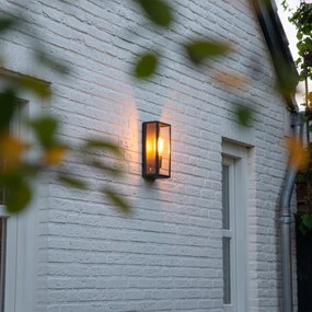 Priemyselná vonkajšia nástenná lampa čierna IP44 so sklom - Rotterdam