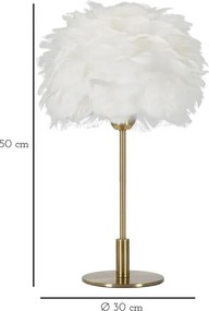 Stolná lampa Ball Feather 50 cm bielo-zlatá