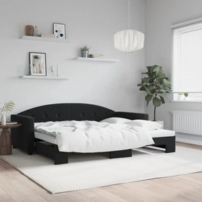 Denná posteľ s rozkladacou posteľou čierna 90x190 cm zamat 3197316