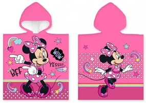 CARBOTEX - Dievčenské bavlnené pončo osuška s kapucňou Minnie Mouse Disney / 50 x 110 cm