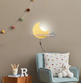 Candellux MOON Nástenné svietidlo 5W LED IQ KIDS WITH CABLE, SWITCH AND PLUG GOLDEN+GRAY 21-84460