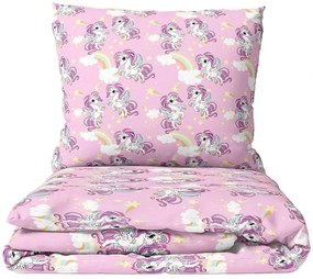 Bavlnené posteľné obliečky Dúhový svet s jednorožcami - 100% bavlna Renforcé - 70×90 cm + 140×200 cm