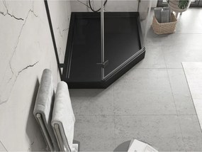 Mexen Flow+ päťuholníková sprchová vanička, pravá 90 x 80 cm, čierna matná, 46P708090RH