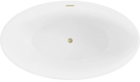 Mexen Nike, voľne stojaca vaňa 175 x 100 cm, biela-čierna, zlatý matný prepad, 54071751075-55