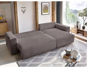 Taupe menčestrová rozkladacia/s úložným priestorom rohová pohovka Nihad – Bobochic Paris