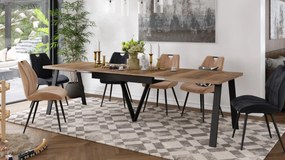 AVERY Dub Halifax pocínovaný / čierna spodná časť - LOFTOVÝ / PRIEMYSELNÝ STÔL DO OBÝVAČKY/ JEDÁLNE ROZKLADACÍ DO 330 cm!