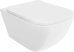 Mexen Timo, závesná WC misa 555x370x335 mm, Rimless Tornádo + WC sedadlo z duroplastu, biela lesklá, 30650200T