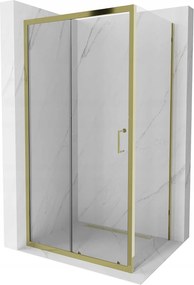 Mexen Apia sprchovací kút s posuvnými dverami 95 (dvere) x 90 (stena) cm, 5mm číre sklo, zlatý profil, 840-095-090-50-00