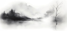 Obraz - Atramentová maľba krajiny (70x50 cm)