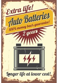 Ceduľa Extra life! Auto Batteries