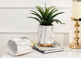 KERAMICKÝ KVETINÁČ BLUM MARBELING GOLD 16X12 CM BIELA/ZLATÁ