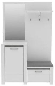 Predsieňová stena so zrkadlom HIRO biela/šedá