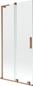 Mexen Velar L, 2-krídlová posuvná vaňová zástena 95 x 150 cm, 8mm číre sklo, medená matná, 896-095-003-01-65