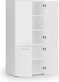 Kancelárska policová skriňa PRIMO WHITE, polené dvere, 800 x 500 x 1781 mm, biela