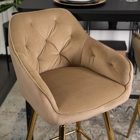 Barová židle Salem 53 cm béžová/zlatá