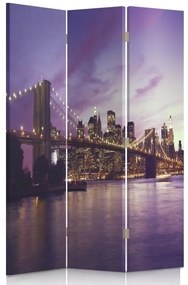 Ozdobný paraván Západ slunce na Manhattanu v New Yorku - 110x170 cm, trojdielny, klasický paraván