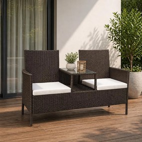 Ratanová záhradná lavica Catini FESTA - Hnedá / Béžová