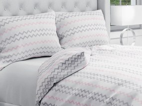 Biante Bavlnené posteľné obliečky Sandra SA-124 Ružovo sivé cik-cak pásiky Predĺžené 140x220 a 70x90 cm