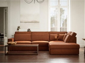 Ženilková rohová pohovka v medenej farbe (pravý roh/do L) Kirou – Maison de Rêve